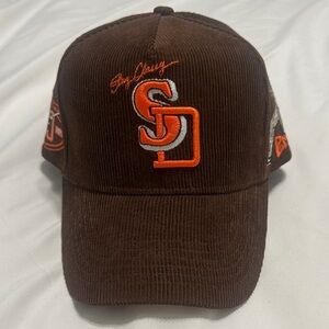 Brown Corduroy SD Cap with Orange Embroidery